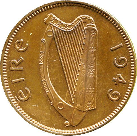 1/4d - Farthing Obverse Image minted in IRELAND in 1949 (1938-70 - Eire)  - The Coin Database