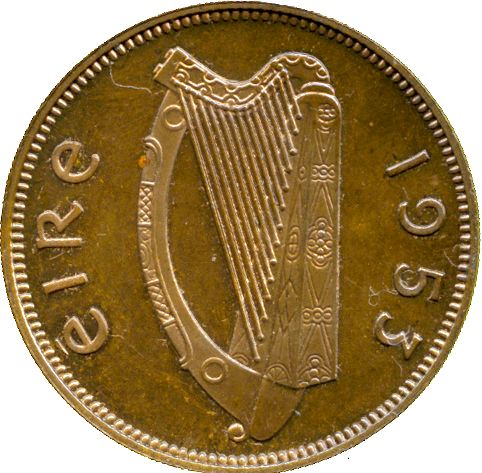 1/4d - Farthing Obverse Image minted in IRELAND in 1953 (1938-70 - Eire)  - The Coin Database