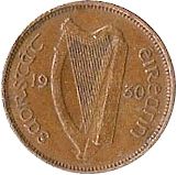 1/4d - Farthing Obverse Image minted in IRELAND in 1930 (1921-37 - Irish Free State)  - The Coin Database