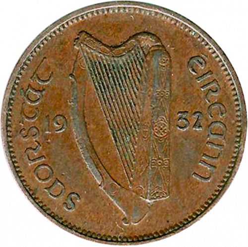 1/4d - Farthing Obverse Image minted in IRELAND in 1932 (1921-37 - Irish Free State)  - The Coin Database
