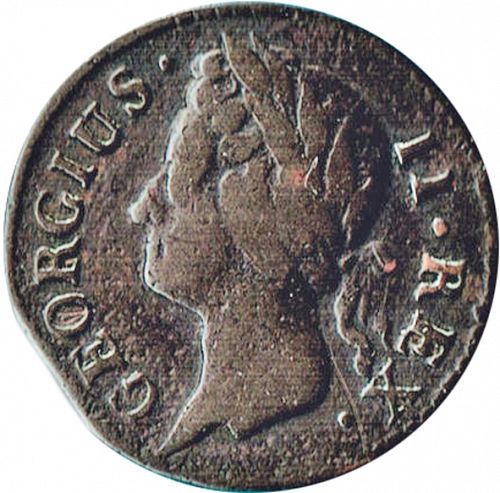Farthing Obverse Image minted in IRELAND in 1744 (1727-60 - George II)  - The Coin Database