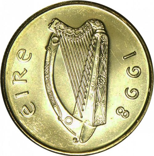 20P - Twenty Pence Obverse Image minted in IRELAND in 1998 (1971-01 - Eire - Decimal Coinage)  - The Coin Database