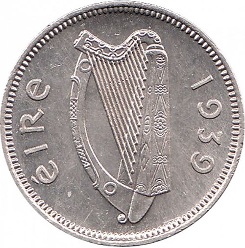 3d - 3 Pence Obverse Image minted in IRELAND in 1939 (1938-70 - Eire)  - The Coin Database