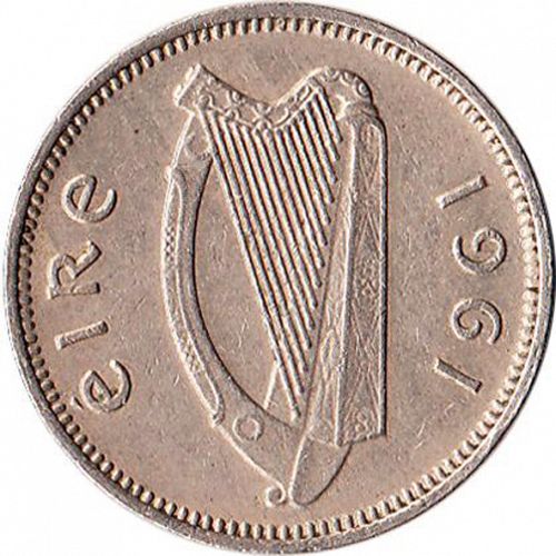 3d - 3 Pence Obverse Image minted in IRELAND in 1961 (1938-70 - Eire)  - The Coin Database