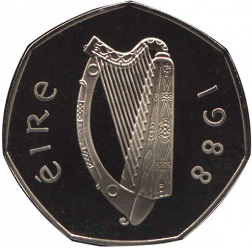 50P - Fifty Pence Obverse Image minted in IRELAND in 1988 (1971-01 - Eire - Decimal Coinage)  - The Coin Database
