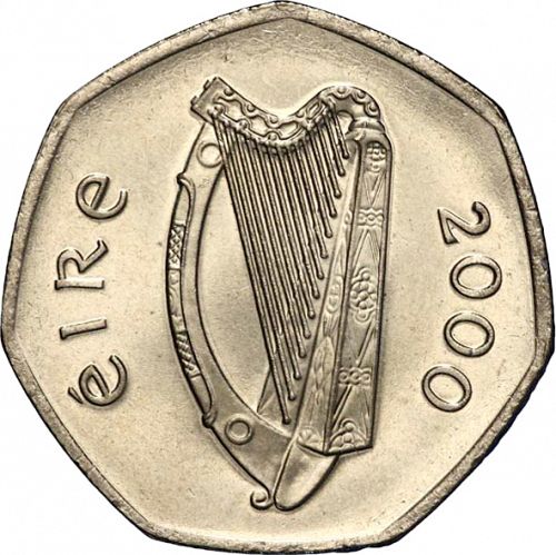50P - Fifty Pence Obverse Image minted in IRELAND in 2000 (1971-01 - Eire - Decimal Coinage)  - The Coin Database