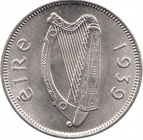 6d - 6 Pence Obverse Image minted in IRELAND in 1939 (1938-70 - Eire)  - The Coin Database