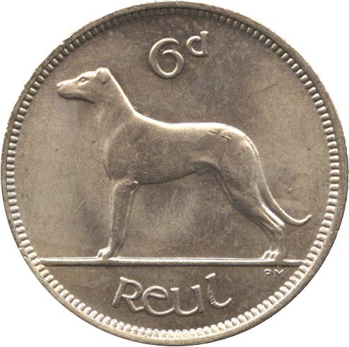 6d - 6 Pence Reverse Image minted in IRELAND in 1945 (1938-70 - Eire)  - The Coin Database