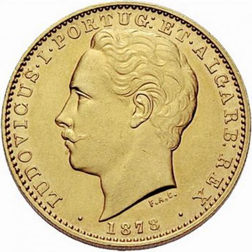 10000 Réis ( Coroa ) Obverse Image minted in PORTUGAL in 1878 (1861-89 - Luis I)  - The Coin Database