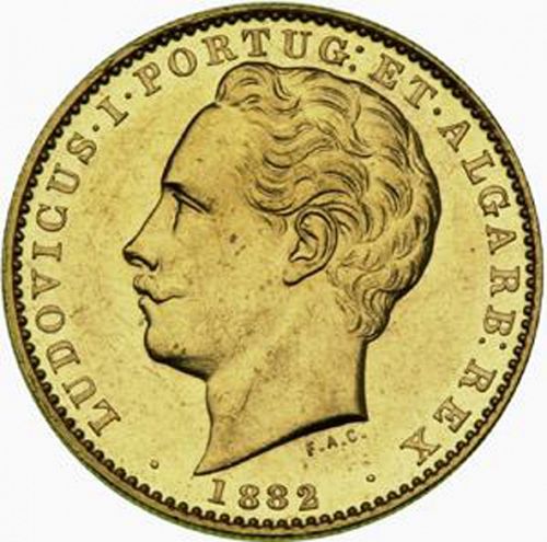 10000 Réis ( Coroa ) Obverse Image minted in PORTUGAL in 1882 (1861-89 - Luis I)  - The Coin Database