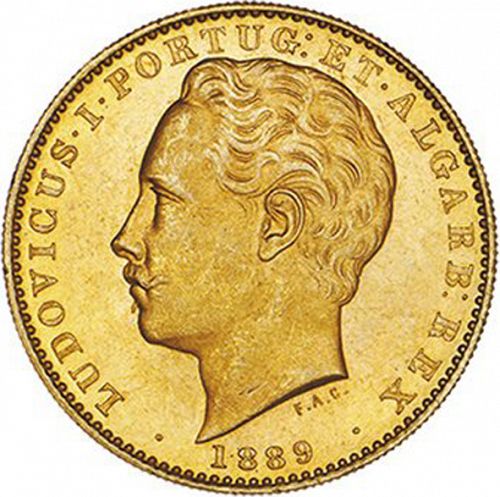 10000 Réis ( Coroa ) Obverse Image minted in PORTUGAL in 1889 (1861-89 - Luis I)  - The Coin Database