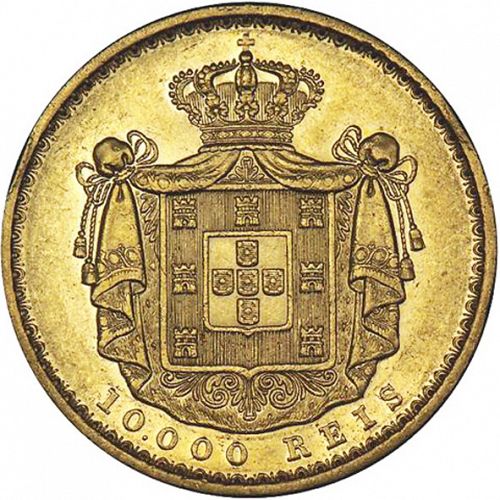 10000 Réis ( Coroa ) Reverse Image minted in PORTUGAL in 1885 (1861-89 - Luis I)  - The Coin Database