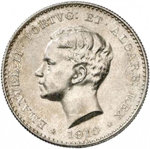 1000 Réis Obverse Image minted in PORTUGAL in 1910 (1908-10 - Manuel II)  - The Coin Database