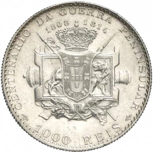 1000 Réis Reverse Image minted in PORTUGAL in 1910 (1908-10 - Manuel II)  - The Coin Database