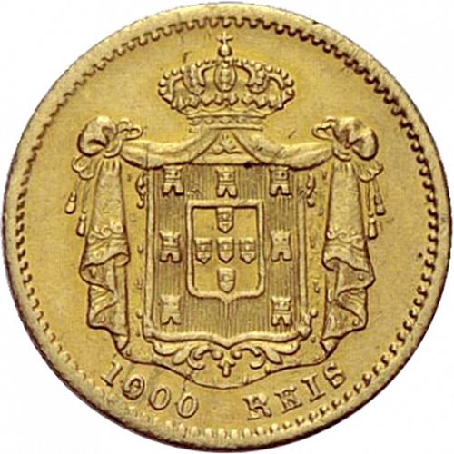 1000 Réis ( 1/10 Coroa ) Reverse Image minted in PORTUGAL in 1855 (1853-61 - Pedro V)  - The Coin Database