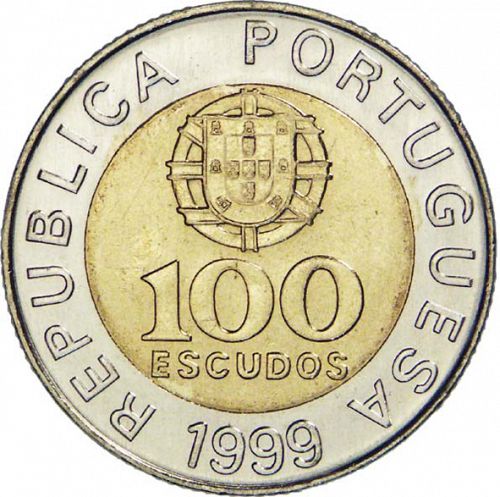 100 Escudos Obverse Image minted in PORTUGAL in 1999 (1986-01 - República <small> - New Design</small>)  - The Coin Database