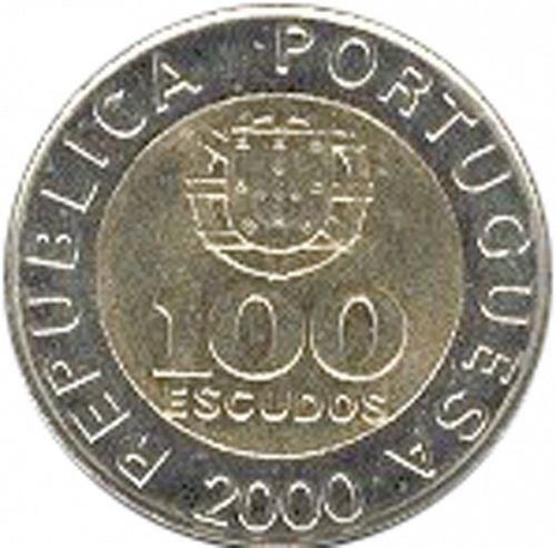100 Escudos Obverse Image minted in PORTUGAL in 2000 (1986-01 - República <small> - New Design</small>)  - The Coin Database