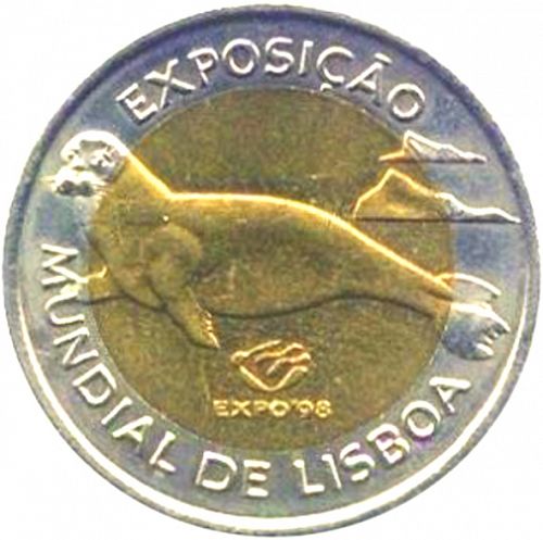 100 Escudos Reverse Image minted in PORTUGAL in 1997 (1986-01 - República <small> - New Design</small>)  - The Coin Database