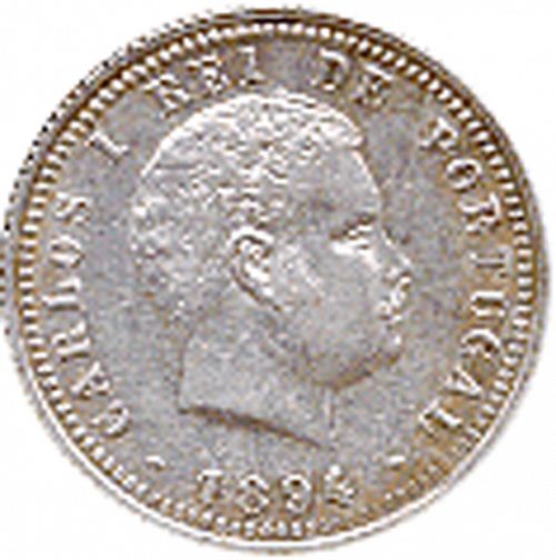 100 Réis ( Tostâo ) Obverse Image minted in PORTUGAL in 1894 (1889-08 - Carlos I)  - The Coin Database