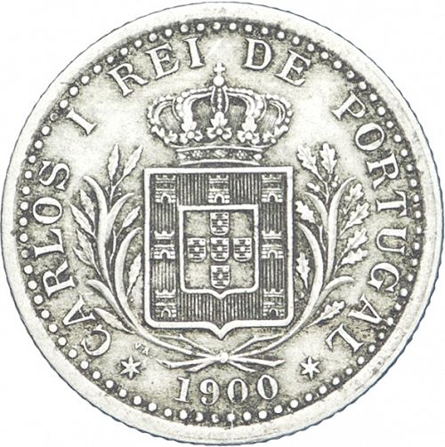 100 Réis ( Tostâo ) Obverse Image minted in PORTUGAL in 1900 (1889-08 - Carlos I)  - The Coin Database