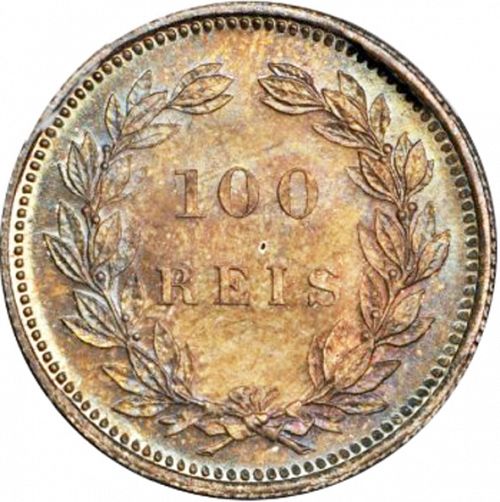 100 Réis ( Tostâo ) Reverse Image minted in PORTUGAL in 1898 (1889-08 - Carlos I)  - The Coin Database