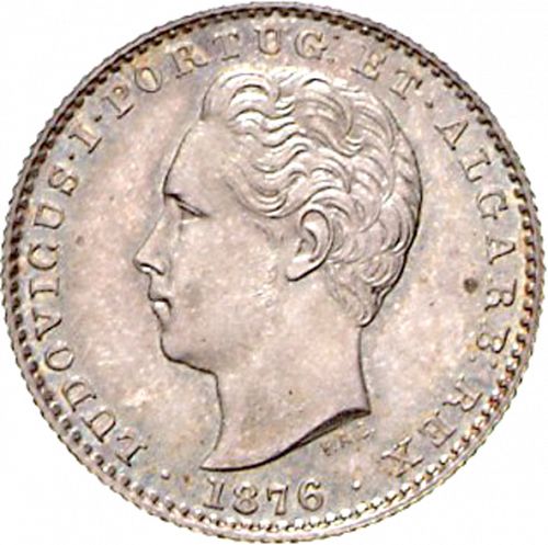 100 Réis ( Tostâo ) Obverse Image minted in PORTUGAL in 1876 (1861-89 - Luis I)  - The Coin Database