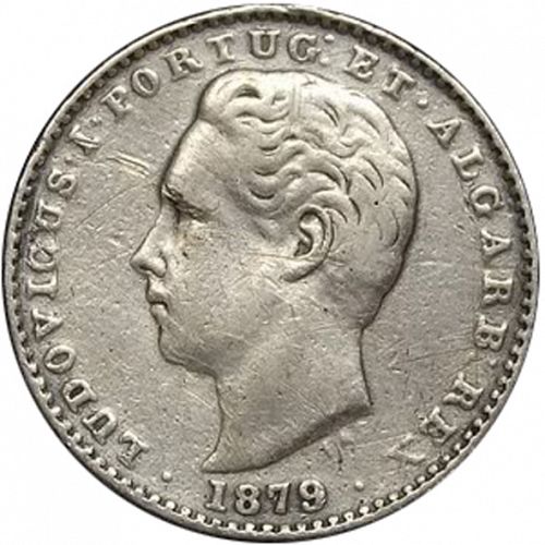 100 Réis ( Tostâo ) Obverse Image minted in PORTUGAL in 1879 (1861-89 - Luis I)  - The Coin Database