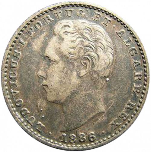 100 Réis ( Tostâo ) Obverse Image minted in PORTUGAL in 1886 (1861-89 - Luis I)  - The Coin Database