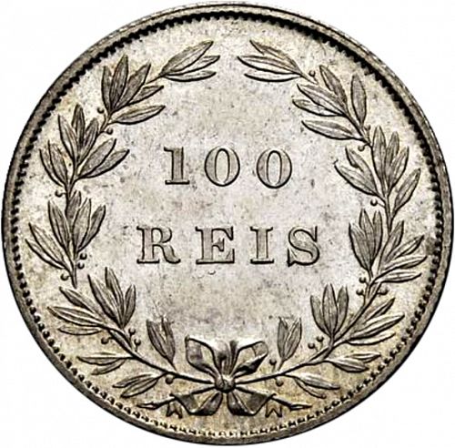 100 Réis ( Tostâo ) Reverse Image minted in PORTUGAL in 1871 (1861-89 - Luis I)  - The Coin Database