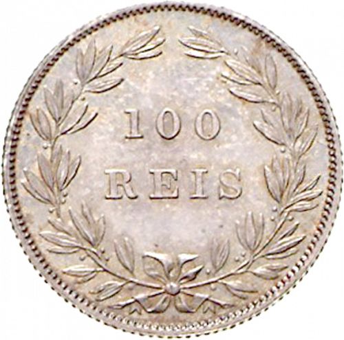 100 Réis ( Tostâo ) Reverse Image minted in PORTUGAL in 1876 (1861-89 - Luis I)  - The Coin Database