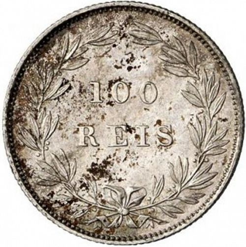 100 Réis ( Tostâo ) Reverse Image minted in PORTUGAL in 1881 (1861-89 - Luis I)  - The Coin Database