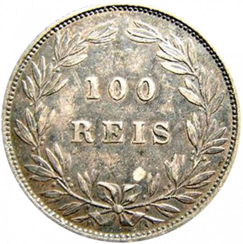 100 Réis ( Tostâo ) Reverse Image minted in PORTUGAL in 1886 (1861-89 - Luis I)  - The Coin Database