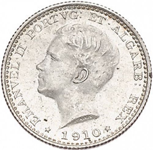 100 Réis Obverse Image minted in PORTUGAL in 1910 (1908-10 - Manuel II)  - The Coin Database