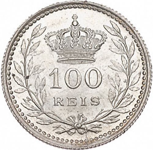 100 Réis Reverse Image minted in PORTUGAL in 1910 (1908-10 - Manuel II)  - The Coin Database