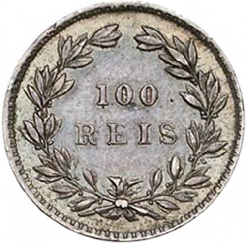 100 Réis ( Tostâo ) Reverse Image minted in PORTUGAL in 1859 (1853-61 - Pedro V)  - The Coin Database