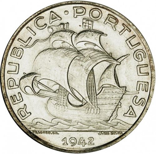 10 Escudos Obverse Image minted in PORTUGAL in 1942 (1910-01 - República)  - The Coin Database