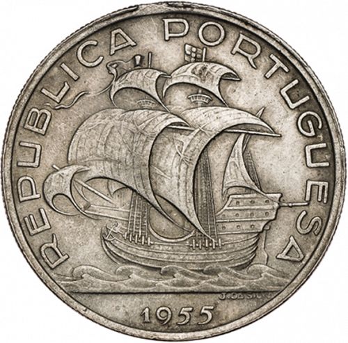 10 Escudos Obverse Image minted in PORTUGAL in 1955 (1910-01 - República)  - The Coin Database