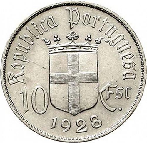 10 Escudos Reverse Image minted in PORTUGAL in 1928 (1910-01 - República)  - The Coin Database