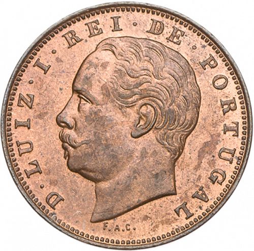 10 Réis Obverse Image minted in PORTUGAL in 1883 (1861-89 - Luis I)  - The Coin Database