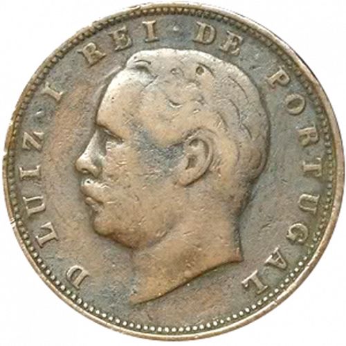 10 Réis Obverse Image minted in PORTUGAL in 1885 (1861-89 - Luis I)  - The Coin Database