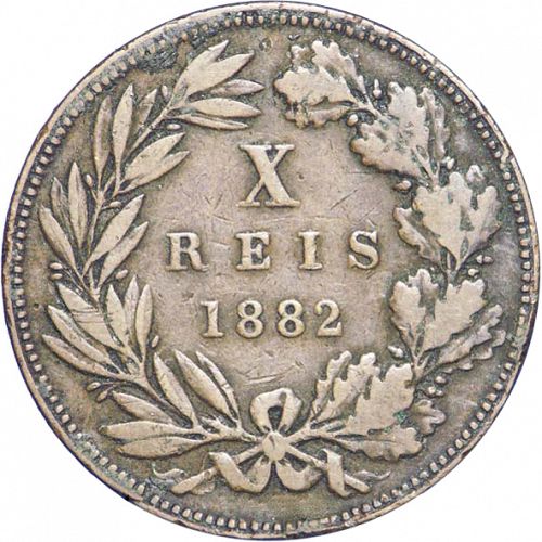10 Réis Reverse Image minted in PORTUGAL in 1882 (1861-89 - Luis I)  - The Coin Database
