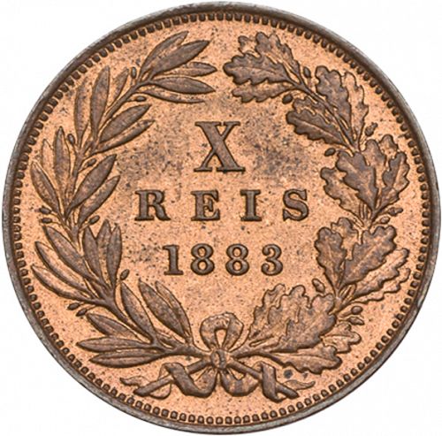 10 Réis Reverse Image minted in PORTUGAL in 1883 (1861-89 - Luis I)  - The Coin Database