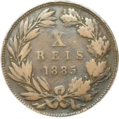10 Réis Reverse Image minted in PORTUGAL in 1885 (1861-89 - Luis I)  - The Coin Database