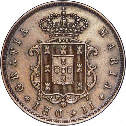 10 Réis Obverse Image minted in PORTUGAL in 1850 (1835-53 - Maria II <small> - Decimal Coinage</small>)  - The Coin Database
