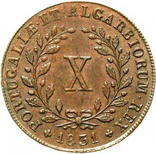 10 Réis Reverse Image minted in PORTUGAL in 1831 (1828-34 - Miguel I)  - The Coin Database