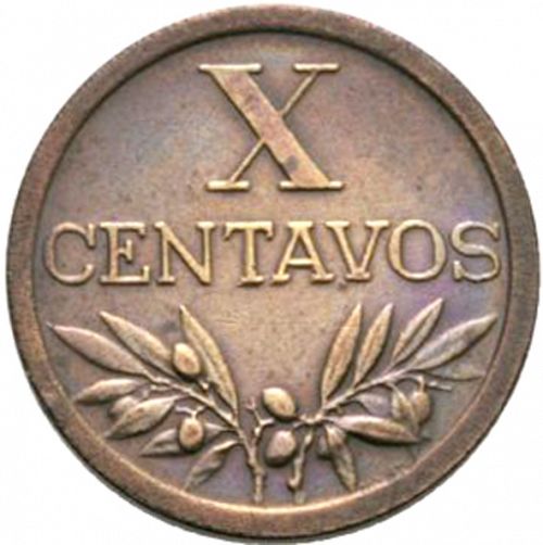 10 Centavos Obverse Image minted in PORTUGAL in 1952 (1910-01 - República)  - The Coin Database