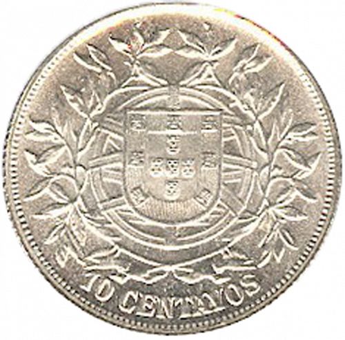 10 Centavos Reverse Image minted in PORTUGAL in 1915 (1910-01 - República)  - The Coin Database
