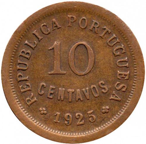 10 Centavos Reverse Image minted in PORTUGAL in 1925 (1910-01 - República)  - The Coin Database