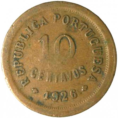 10 Centavos Reverse Image minted in PORTUGAL in 1926 (1910-01 - República)  - The Coin Database