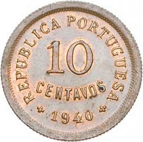 10 Centavos Reverse Image minted in PORTUGAL in 1940 (1910-01 - República)  - The Coin Database